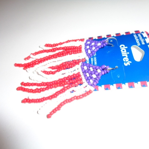 Red White Blue Dangle Earrings - Picture 3 of 7